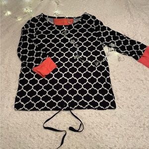 Talbots Small Womens 3/4 T-shirt. Blue/white/pink